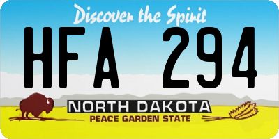 ND license plate HFA294