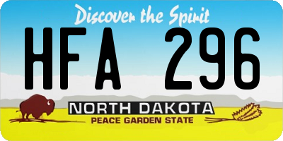 ND license plate HFA296
