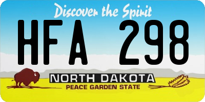 ND license plate HFA298
