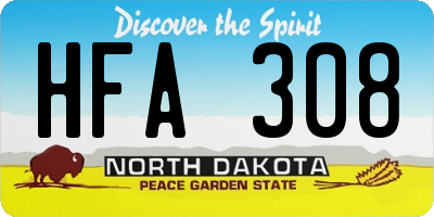 ND license plate HFA308