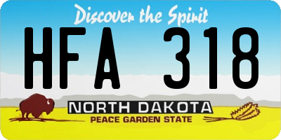 ND license plate HFA318