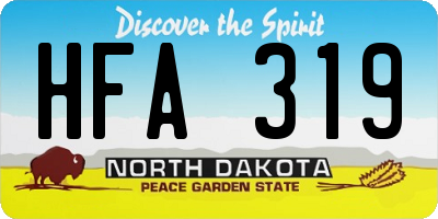 ND license plate HFA319