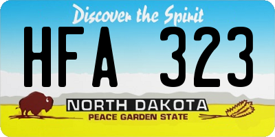 ND license plate HFA323