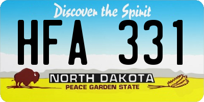 ND license plate HFA331