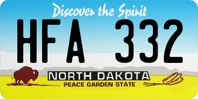 ND license plate HFA332