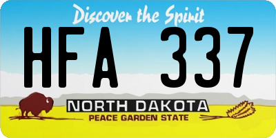 ND license plate HFA337