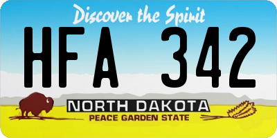 ND license plate HFA342