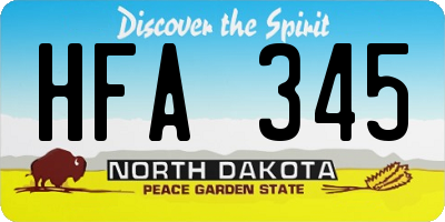 ND license plate HFA345