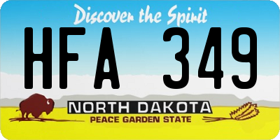 ND license plate HFA349