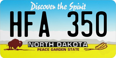 ND license plate HFA350
