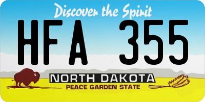 ND license plate HFA355