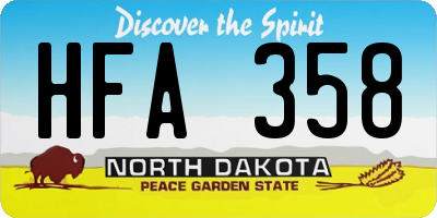 ND license plate HFA358