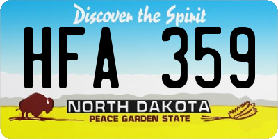 ND license plate HFA359