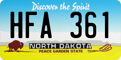 ND license plate HFA361