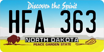 ND license plate HFA363