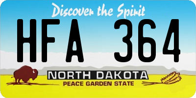ND license plate HFA364