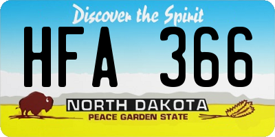 ND license plate HFA366