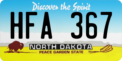 ND license plate HFA367