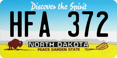 ND license plate HFA372