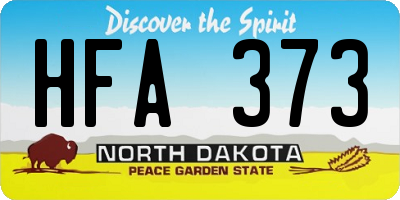 ND license plate HFA373