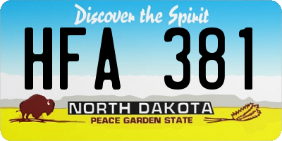 ND license plate HFA381