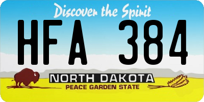 ND license plate HFA384