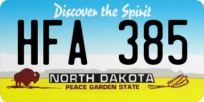 ND license plate HFA385