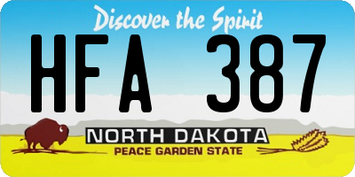 ND license plate HFA387