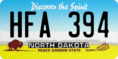ND license plate HFA394
