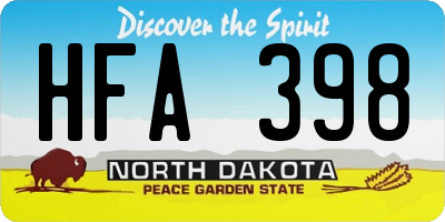 ND license plate HFA398