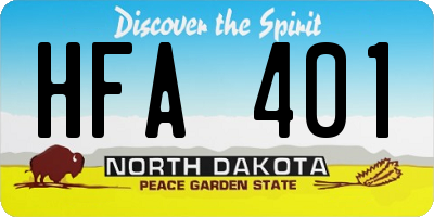 ND license plate HFA401