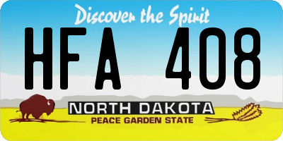 ND license plate HFA408