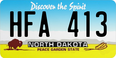 ND license plate HFA413