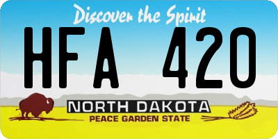 ND license plate HFA420
