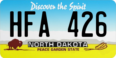ND license plate HFA426