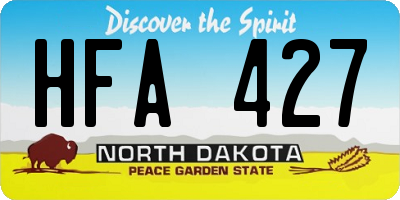 ND license plate HFA427