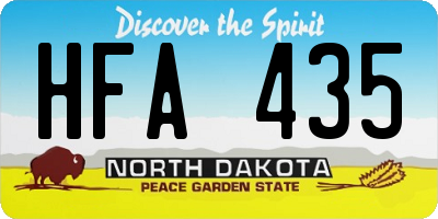 ND license plate HFA435