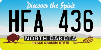 ND license plate HFA436