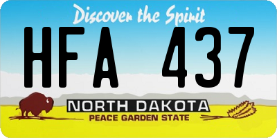 ND license plate HFA437