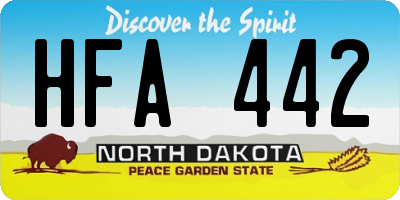 ND license plate HFA442