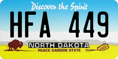 ND license plate HFA449