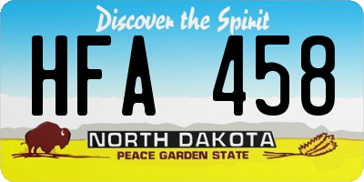 ND license plate HFA458
