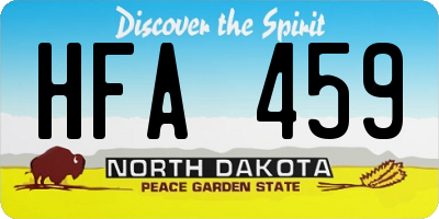ND license plate HFA459