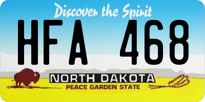 ND license plate HFA468
