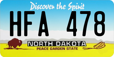 ND license plate HFA478