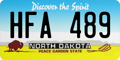 ND license plate HFA489