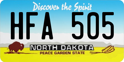 ND license plate HFA505