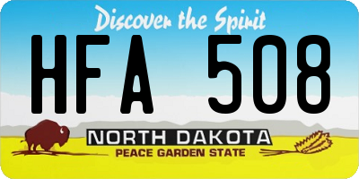 ND license plate HFA508