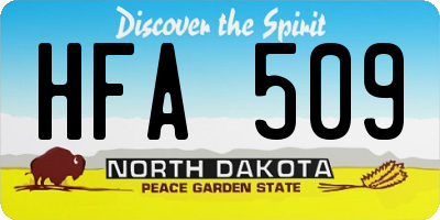 ND license plate HFA509