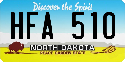 ND license plate HFA510